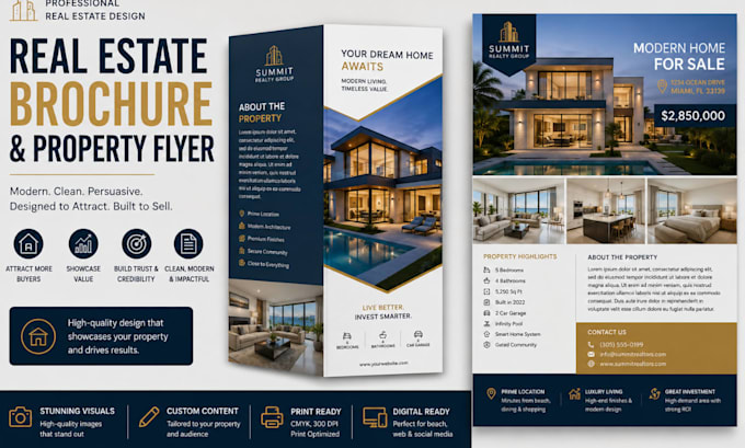 design a real estate brochure and property flyer