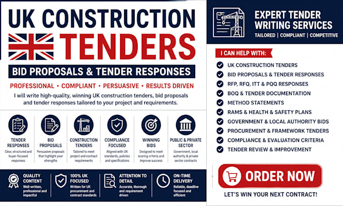 write UK construction tenders bid proposals and tender responses public sector