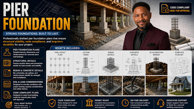 draw pier foundation plans post and pier structural permit drawings