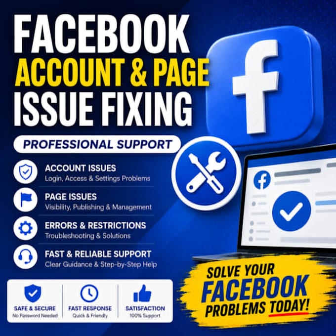fix facebook account and page issues support