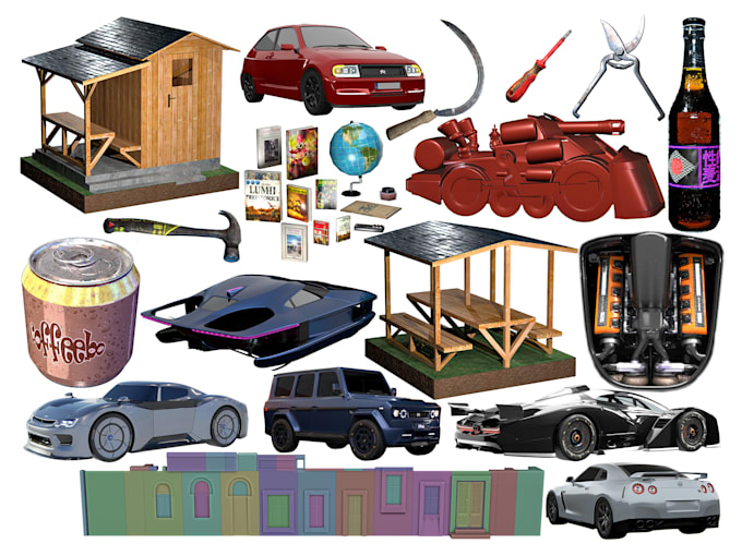 create optimized 3d props and vehicles