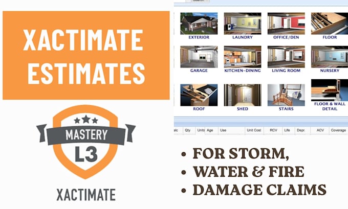 xactimate estimate for storm, water, fire damage claims