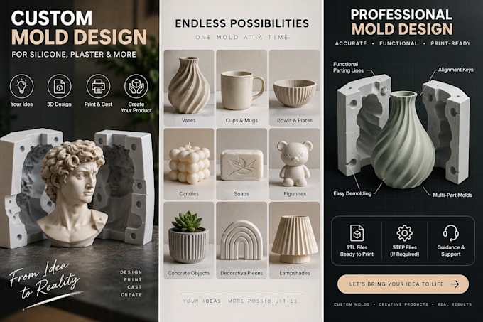 do 3d printable mold designs for silicone and plaster casting