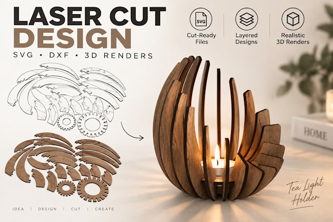 create laser cut svg dxf files with 3d product renders