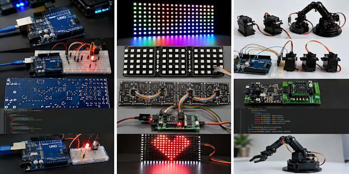 develop arduino uno, smart p4 led matrix, servo motor control firmware prototype