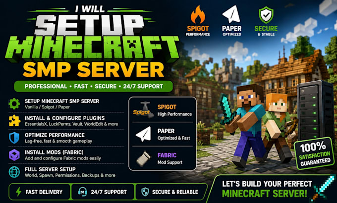 fix setup minecraft smp server plugins spigot paper install minecraft mod fabric