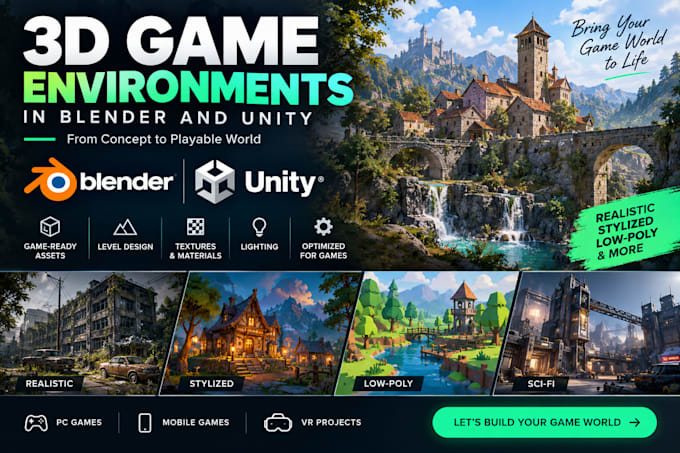 create 3d environments and levels in blender and unity