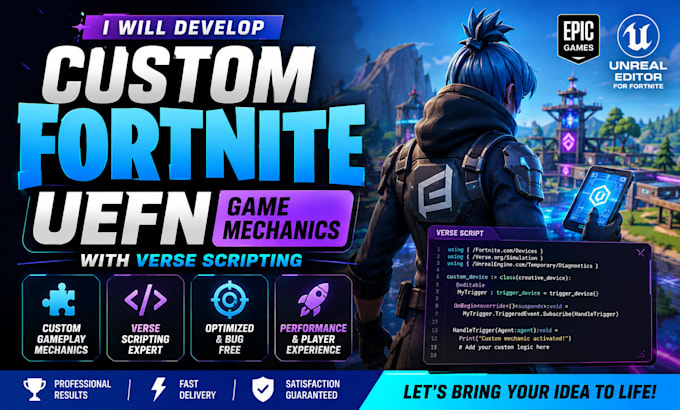develop custom fortnite uefn game mechanics with verse scripting