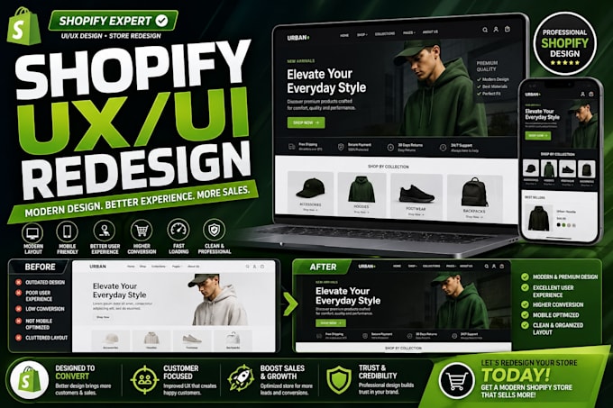 redesign your shopify store with modern UX UI