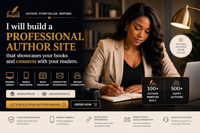 build author website book author politics website ebook in wordpress squarespace