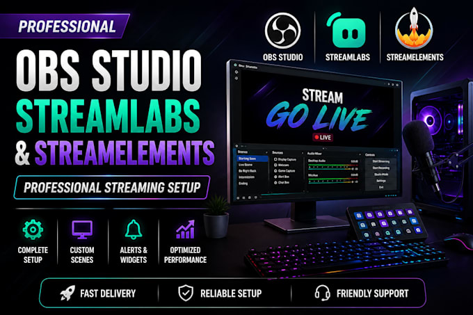 setup obs studio, streamlabs and streamelements for professional streaming
