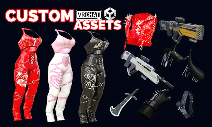 model custom vrchat outfit, vrchat assets, props accessories  3d vrchat clothing