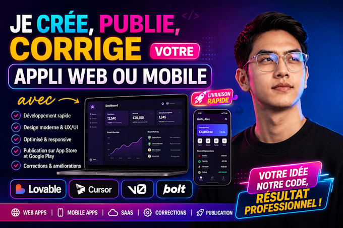 créer publier ou corriger votre appli web ou mobile avec lovable cursor v0 bolt