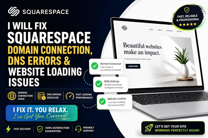 fix squarespace domain connection, dns errors and website loading issues