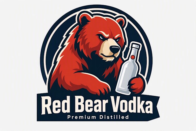 design super red bear vodka logo with source file in 12 hours