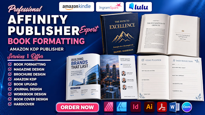 do affinity publisher, catalog layout, book formatting, brochure magazine,KDP