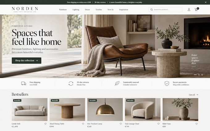 develop a modern and scalable ecommerce website for your startup