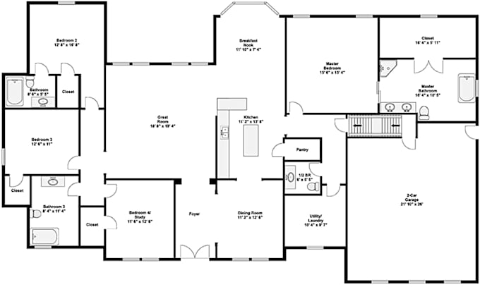 draw floor plan, architectural 2d floor plan and 3d architectural visualization