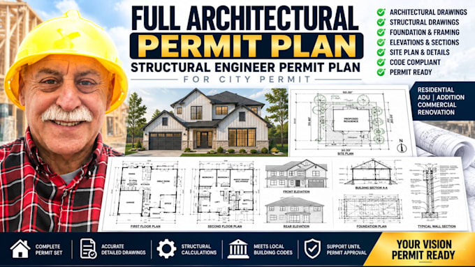 full architectural permit plan structural engineer permit plan for city permit