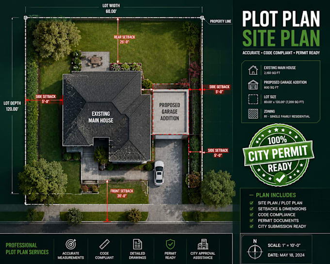 draw site plan and plot plan for city permit approval