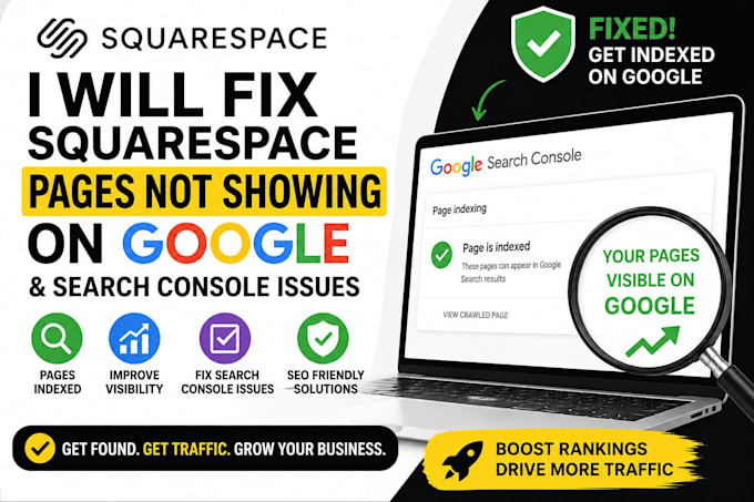 fix squarespace pages not showing on google and search console issues