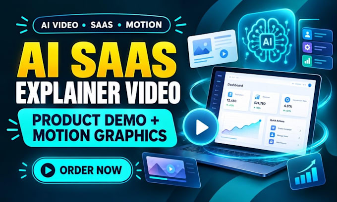 create ai saas explainer video, saas product demo video and motion graphics