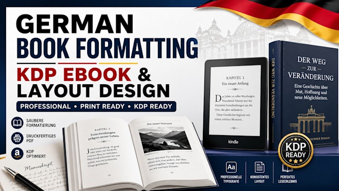 do germany book formatting, layout design, and germay kdp ebook formatting