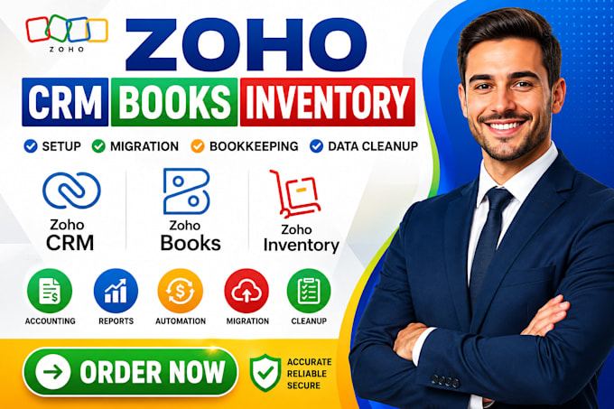 setup zoho CRM books migration bookkeeping accounting data inventory cleanup