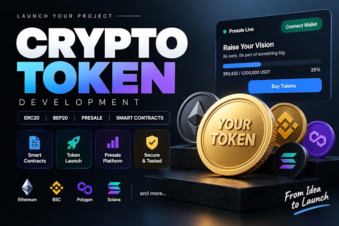 develop erc20 bep20 tokens, smart contracts and presale dapps