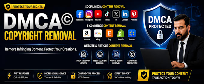 remove copyright infringing fb,instagram,tiktok,x,yt,negative,google links dmca