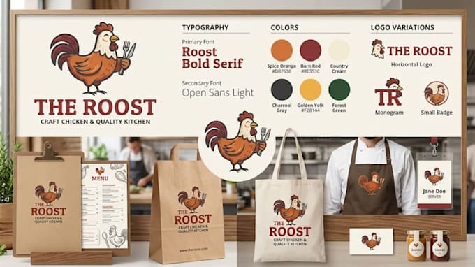 design chicken logo design with full brand identity