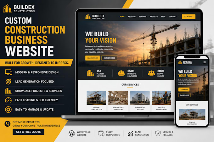 develop custom construction business website design