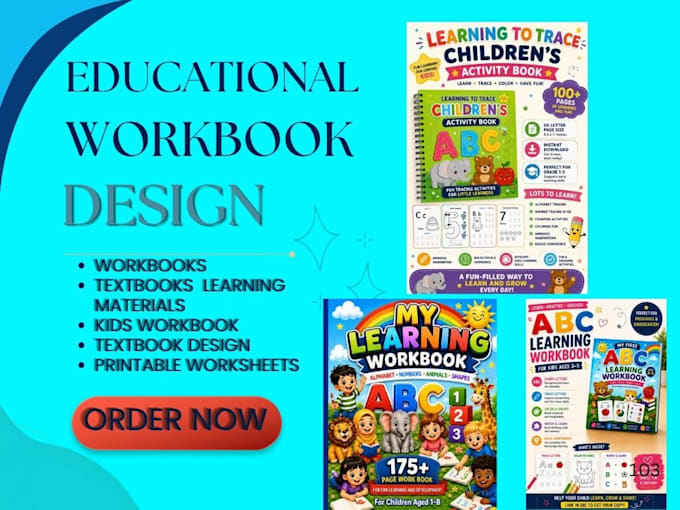 design educational workbook,textbook,learning materials,create kids workbook