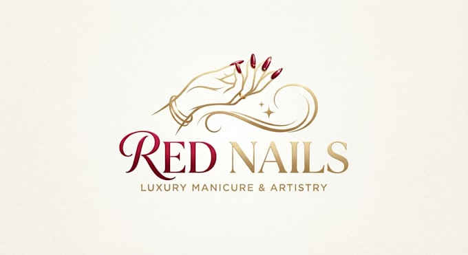 design a stylish and glamorous red nails logo