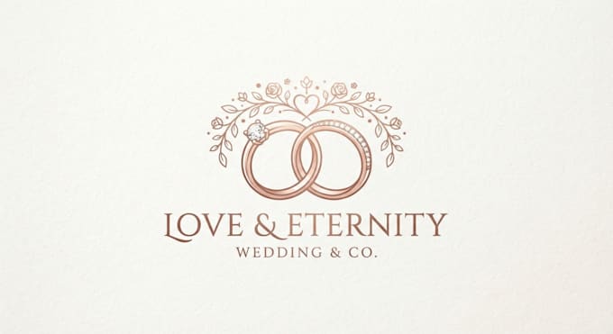 design an elegant and romantic wedding rings logo
