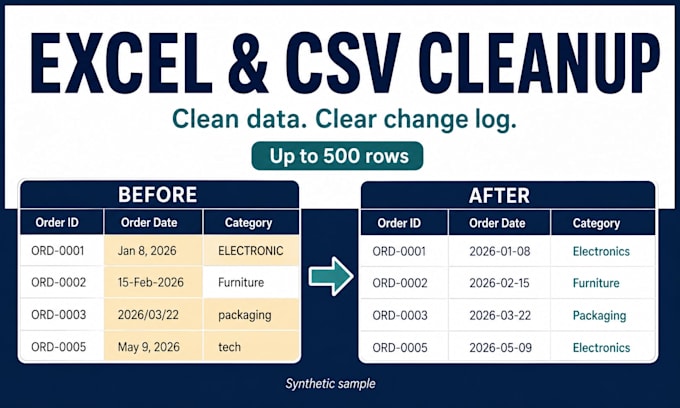 clean and organize your excel or CSV spreadsheet