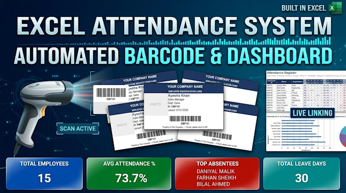 build automated excel attendance system with barcode