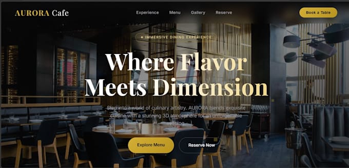 design a luxury 3d restaurant cafe website with animations
