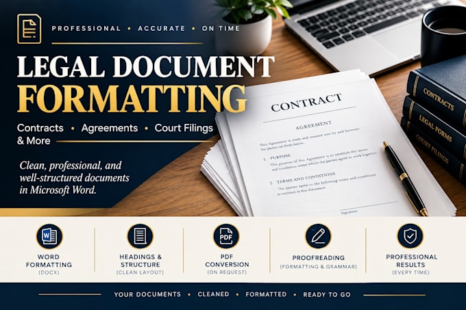 professionally draft and format legal documents contracts and court filing