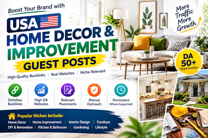 build high quality USA home decor and home improvement backlinks