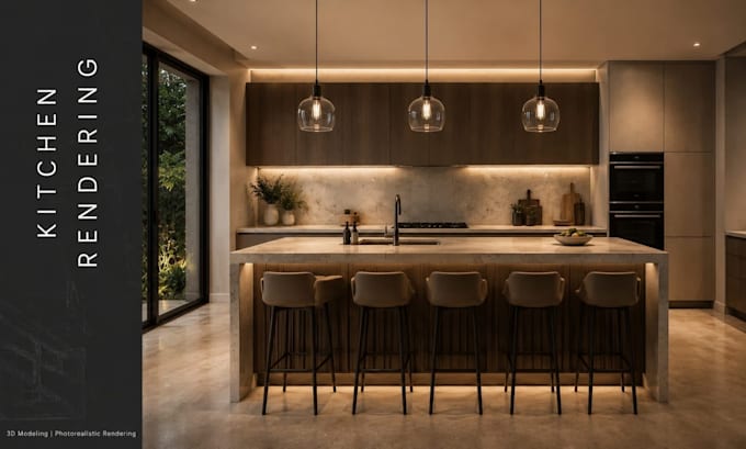 do 3d kitchen rendering, 3d modelling interior and exterior renderings