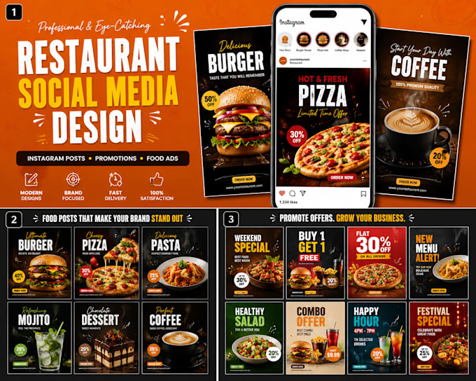 design professional restaurant social media posts