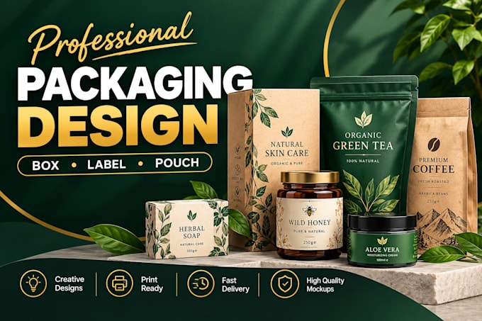 design professional product packaging, box, label and pouch