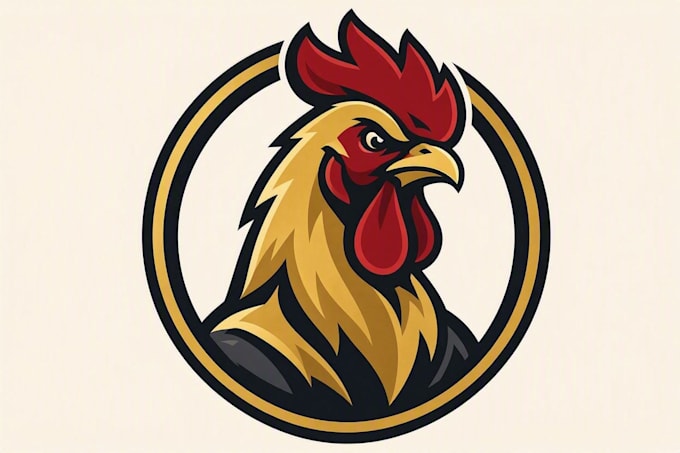 do gold rooster chicken logo design 1 day