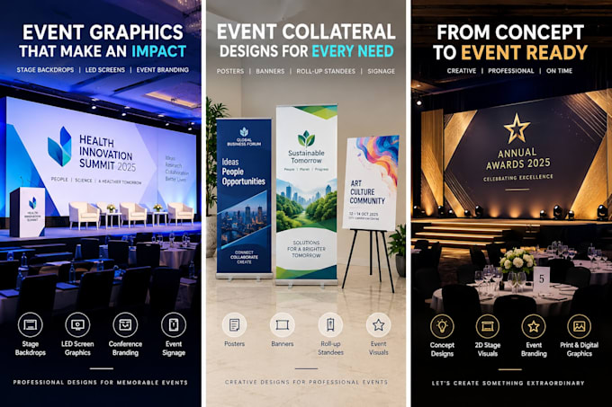 design professional event graphics and stage backdrops