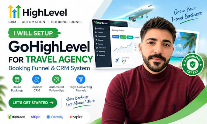 setup gohighlevel for travel agency ghl booking funnel and crm system