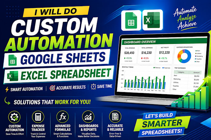 do custom automation google sheets excel spreadsheet expense tracker formulas