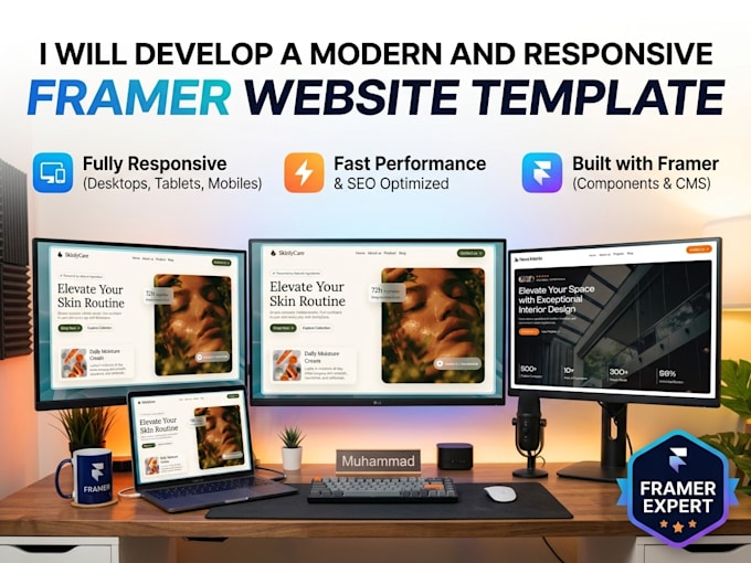 develop a modern and responsive framer website template