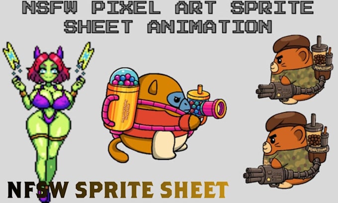 create nfsw pixel art sprite sheets character sprites and 2d game animations