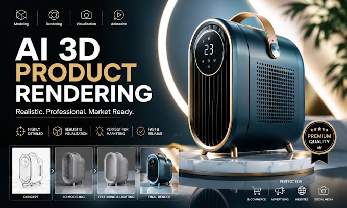 create ai 3d product rendering product modeling animation
